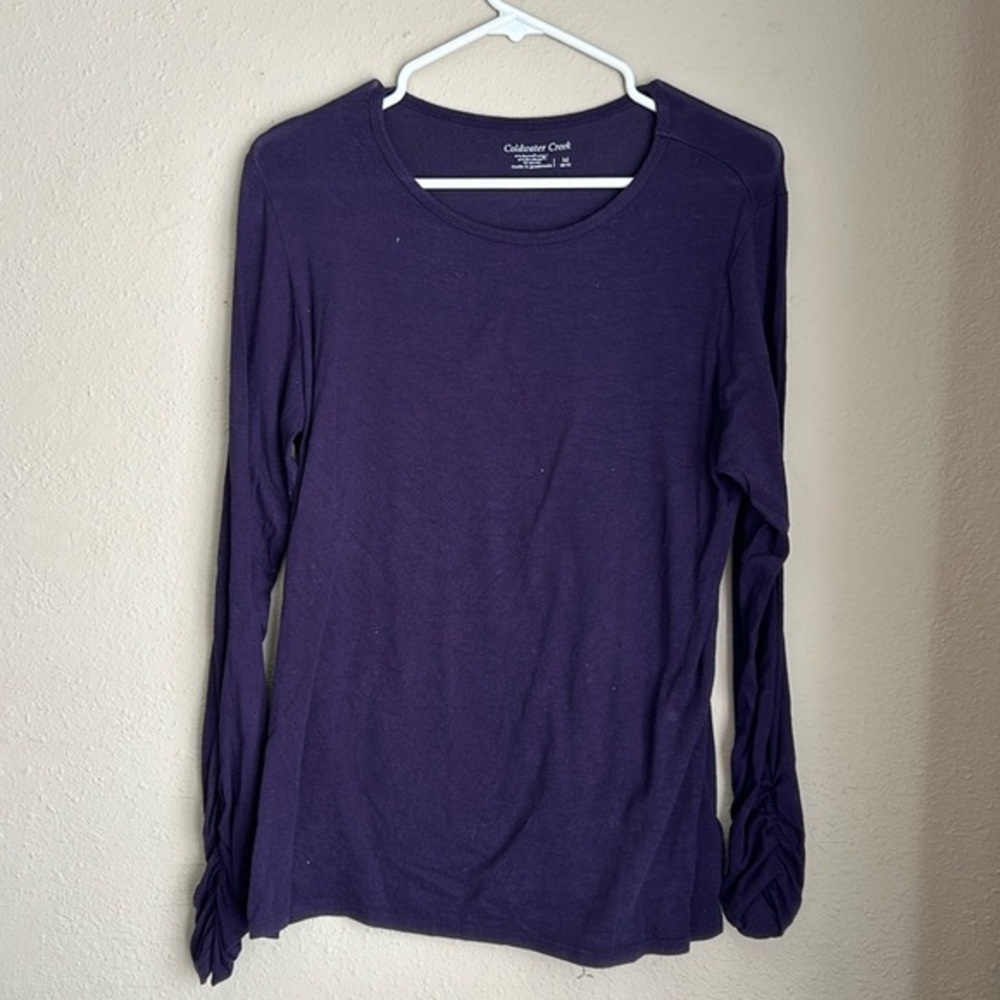 Coldwater Creek Long sleeve with Rushed sleeves, M, Purple